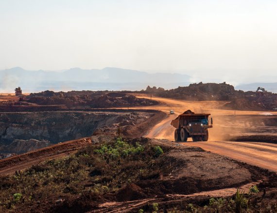 Dump truck in an open pit mine in Africa